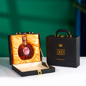 Handmade Retro Wine Gift Box | Vertical XO Leather Antique Design with Wooden Material for Personality and Premium Packaging