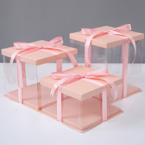 Custom 4-Inch Transparent Birthday Cake Box – Portable Baking Pastry Packaging for Cakes, Pastries, and Desserts