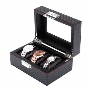 Fashion Black Watch Box – 3-Slot Men’s Watch Organizer, Stylish and Durable Storage Case for Wristwatches, Perfect Gift Idea for Watch Collectors and Enthusiasts