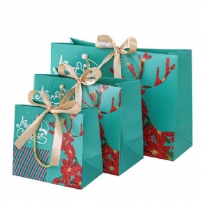 Elegant Custom Christmas Party Wine Gift Bags | Stylish Paper Bags with Handles | Eco-Friendly Packaging for Gifting