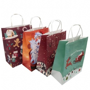 Custom High-Quality Brown Kraft Paper Shopping Bag for Christmas | Eco-Friendly Gift & Packaging Bag with Sturdy Handles